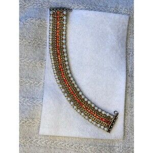 Vintage hobe bracelet red white crystal rhinestone Goldtoned clasp needs repair